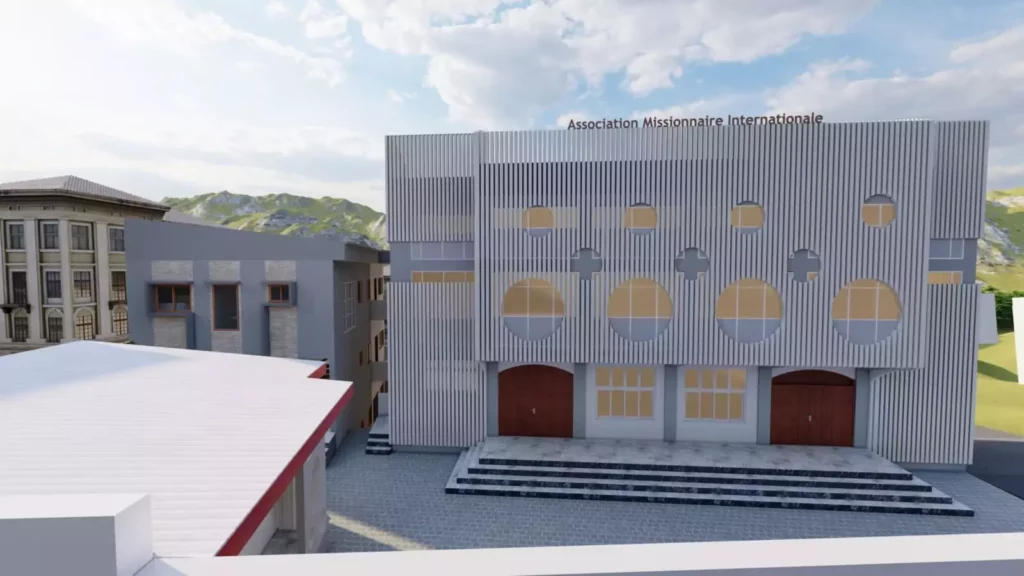 Vue d'ensemble du siège de l'Association Missionnaire Internationale, architecture Sevid Build