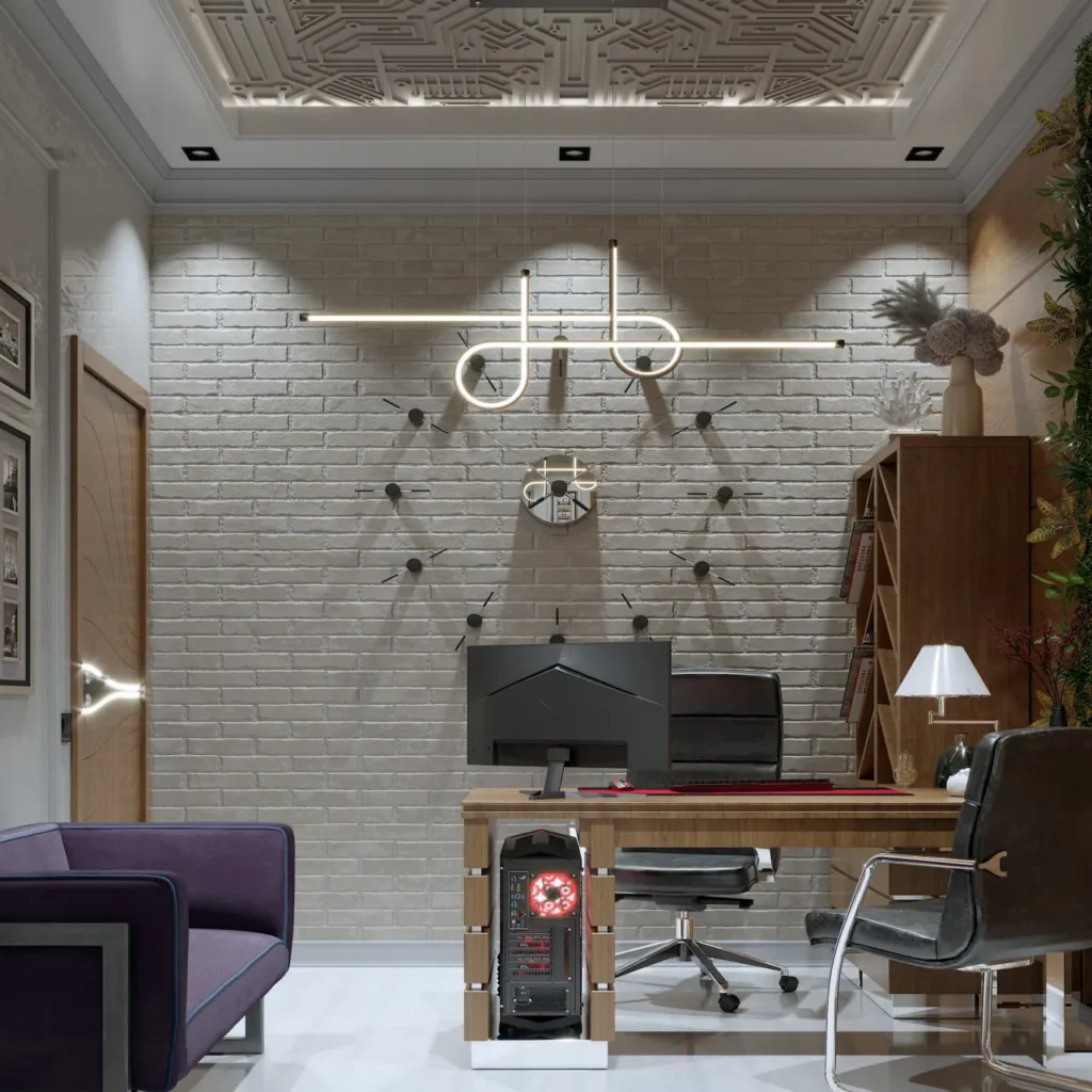 Design d'intérieur d'un bureau contemporain réalisé par Sevid Build